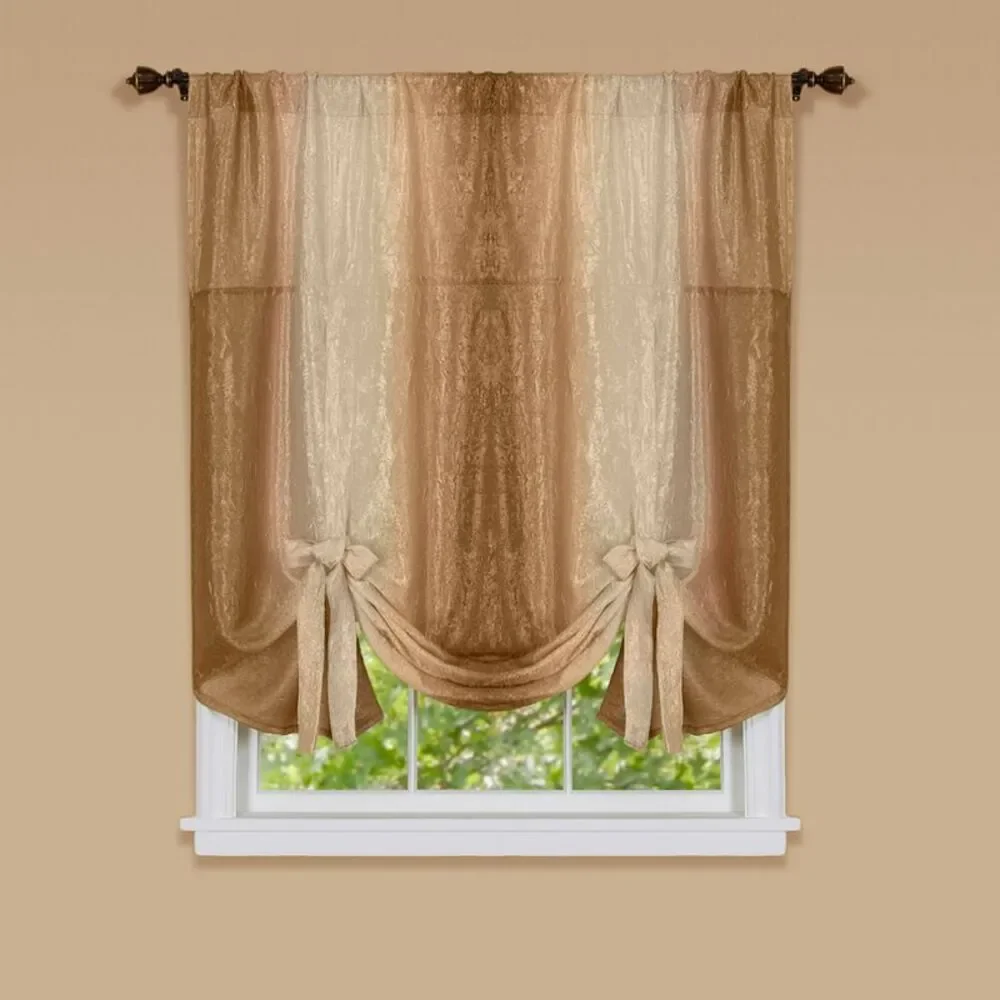 Designer Home Ombre Window Curtains, Modern Semi-Sheer Window Curtain Drape